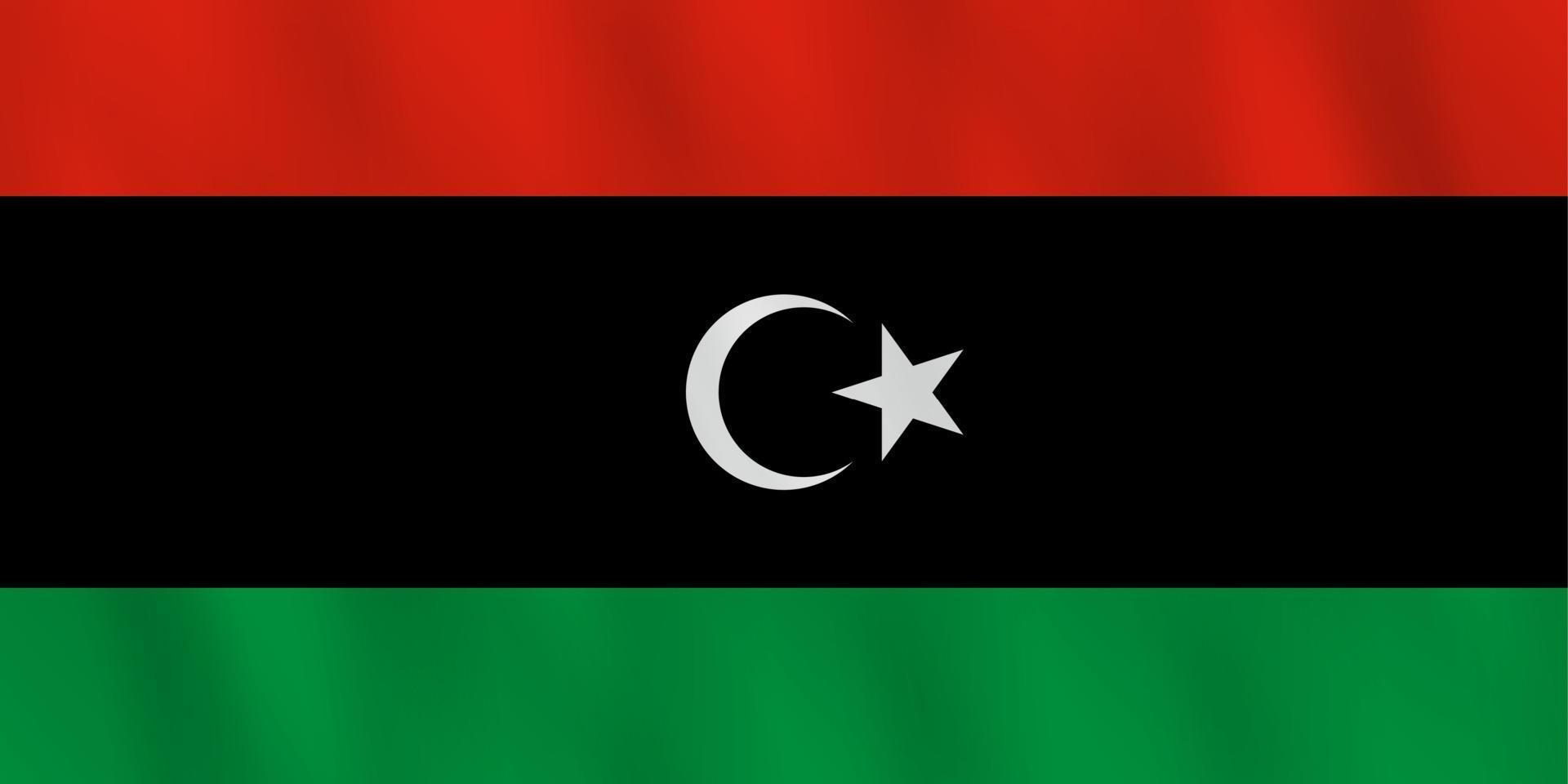 bandera de libia con efecto ondeante, proporción oficial. vector