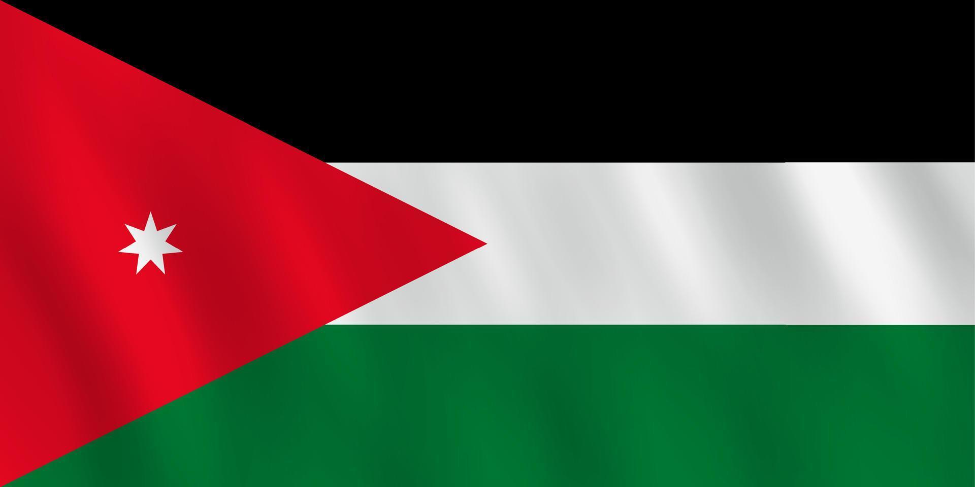 Jordan flag with waving effect, official proportion. vector