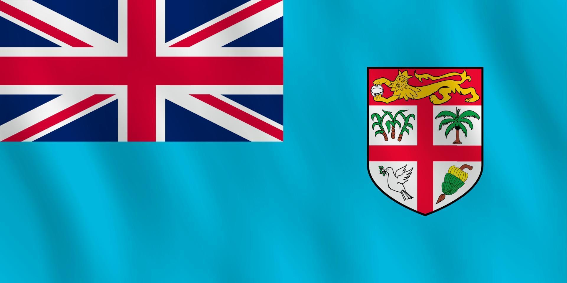 Fiji flag with waving effect, official proportion. vector