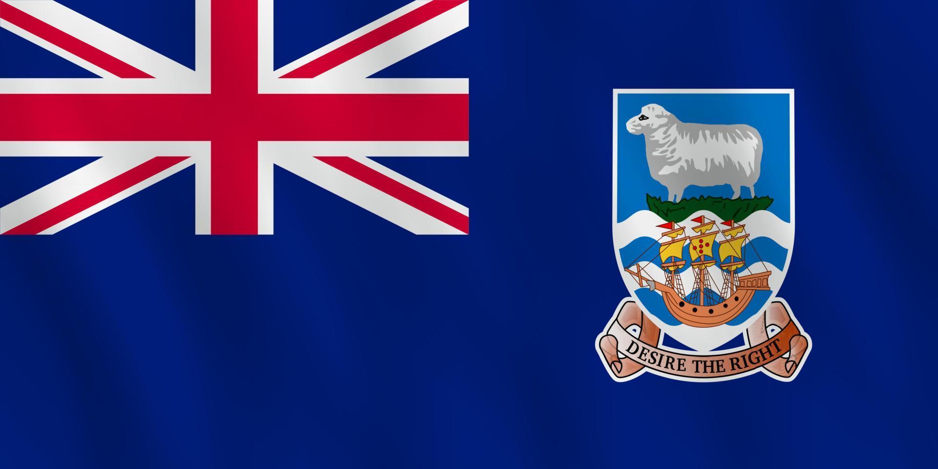Falkland Islands flag with waving effect, official proportion. vector