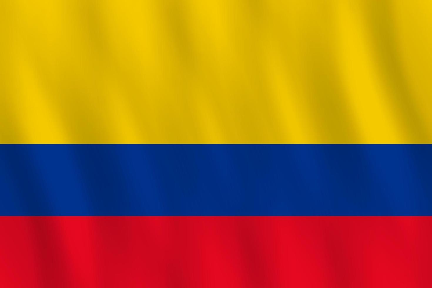 bandera de colombia con efecto ondeante, proporción oficial. vector