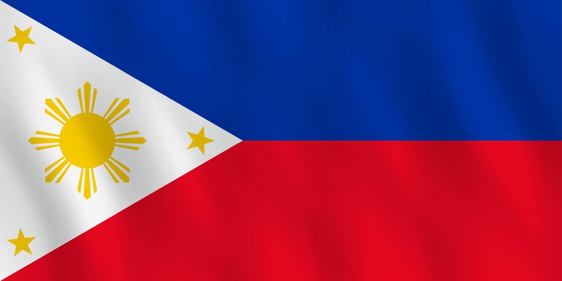 bandera de filipinas con efecto ondeante, proporción oficial. vector