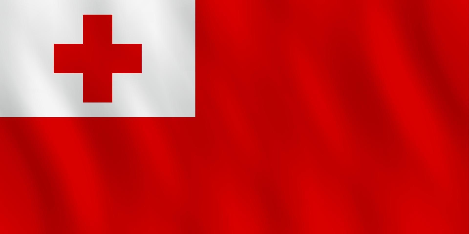 Tonga flag with waving effect, official proportion. vector