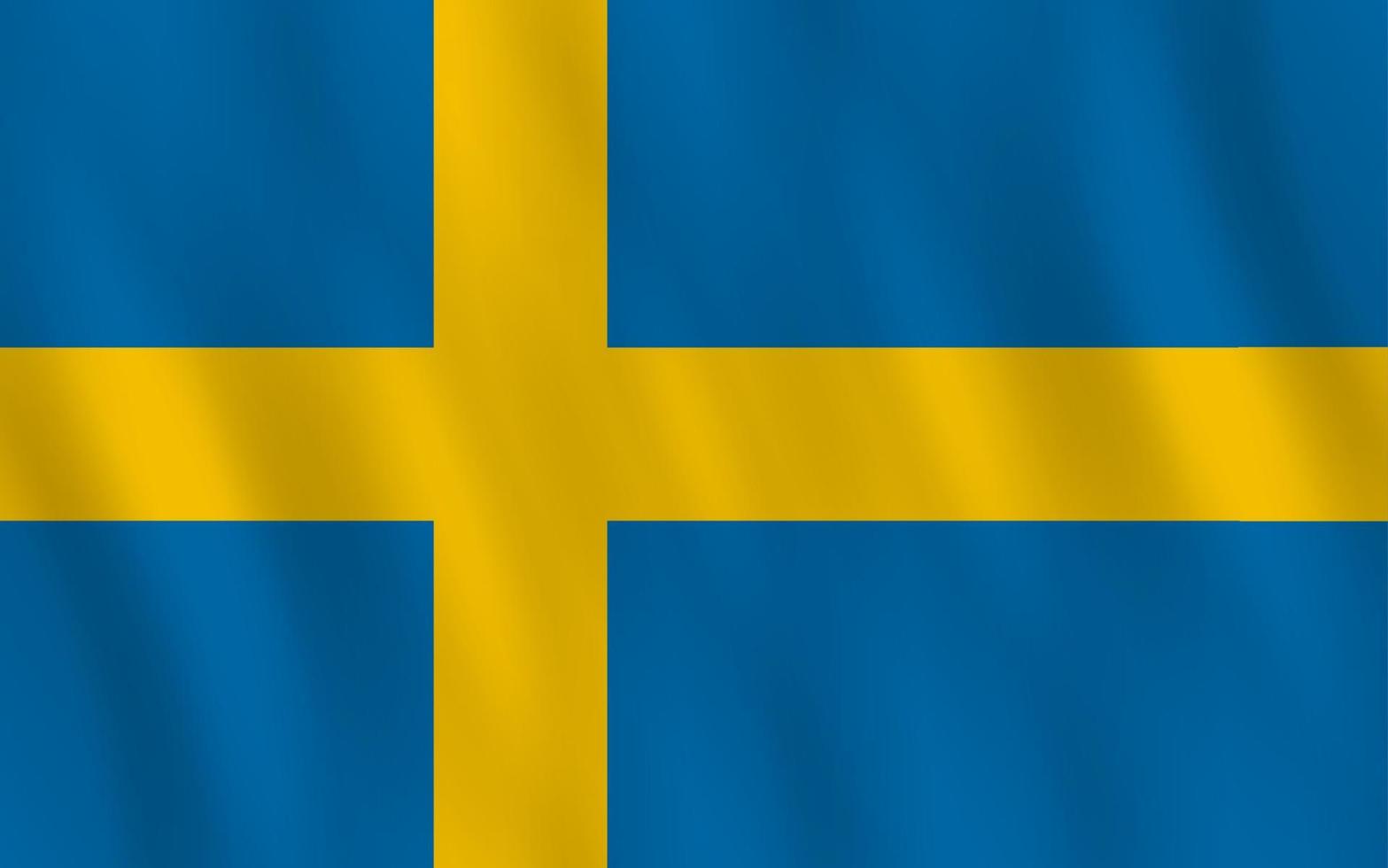 Sweden flag with waving effect, official proportion. vector