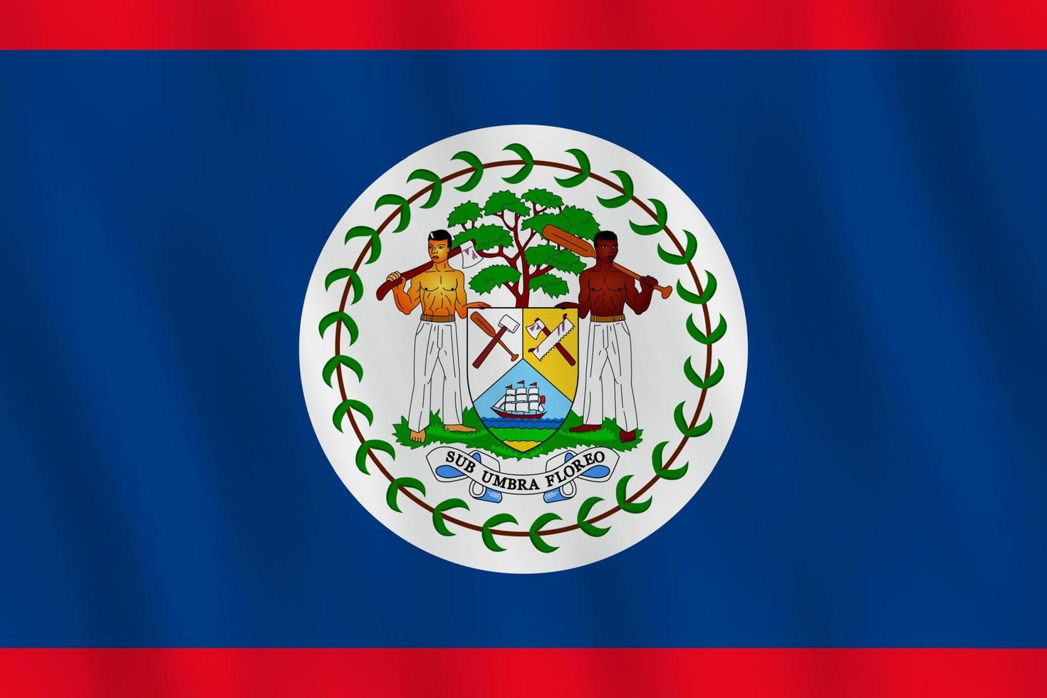 bandera de belice con efecto ondeante, proporción oficial. vector