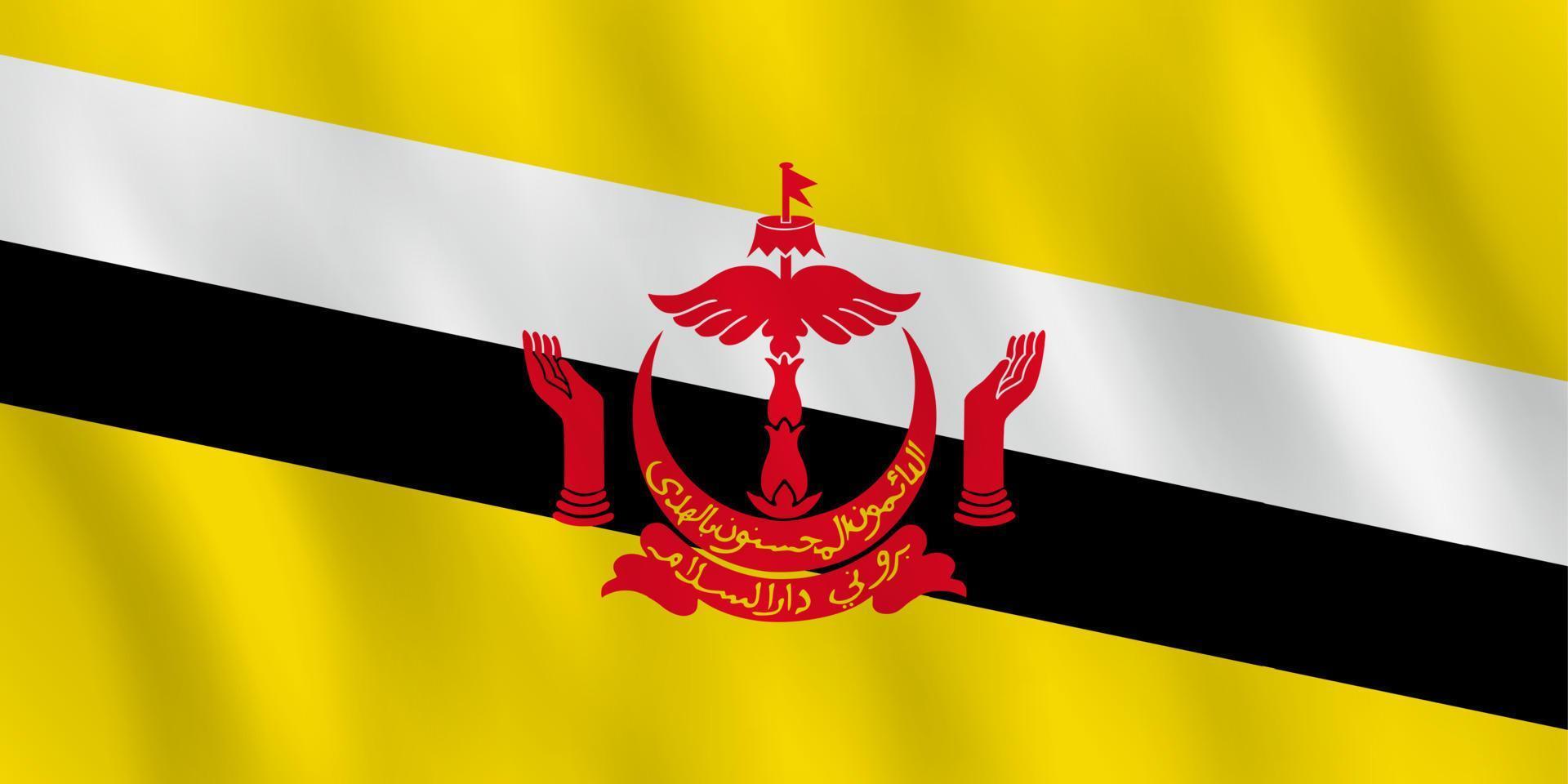 Brunei flag with waving effect, official proportion. vector