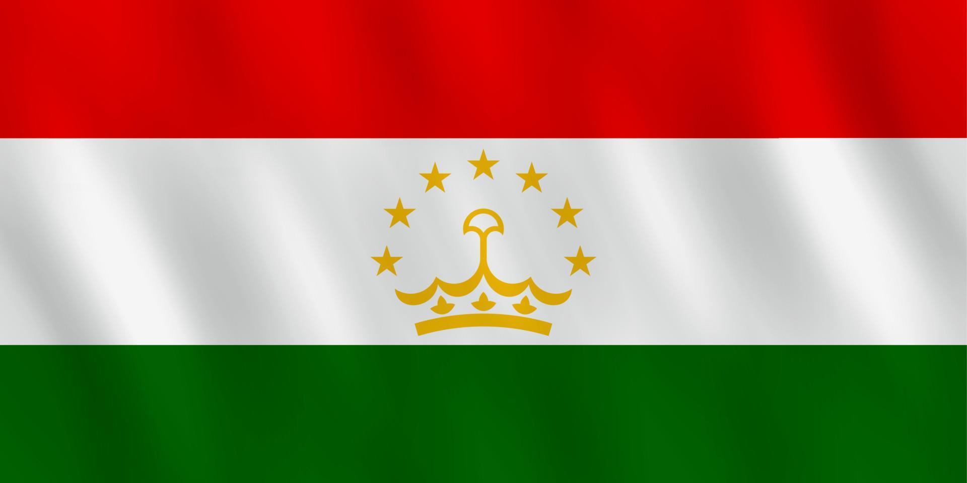bandera de tayikistán con efecto ondeante, proporción oficial. vector
