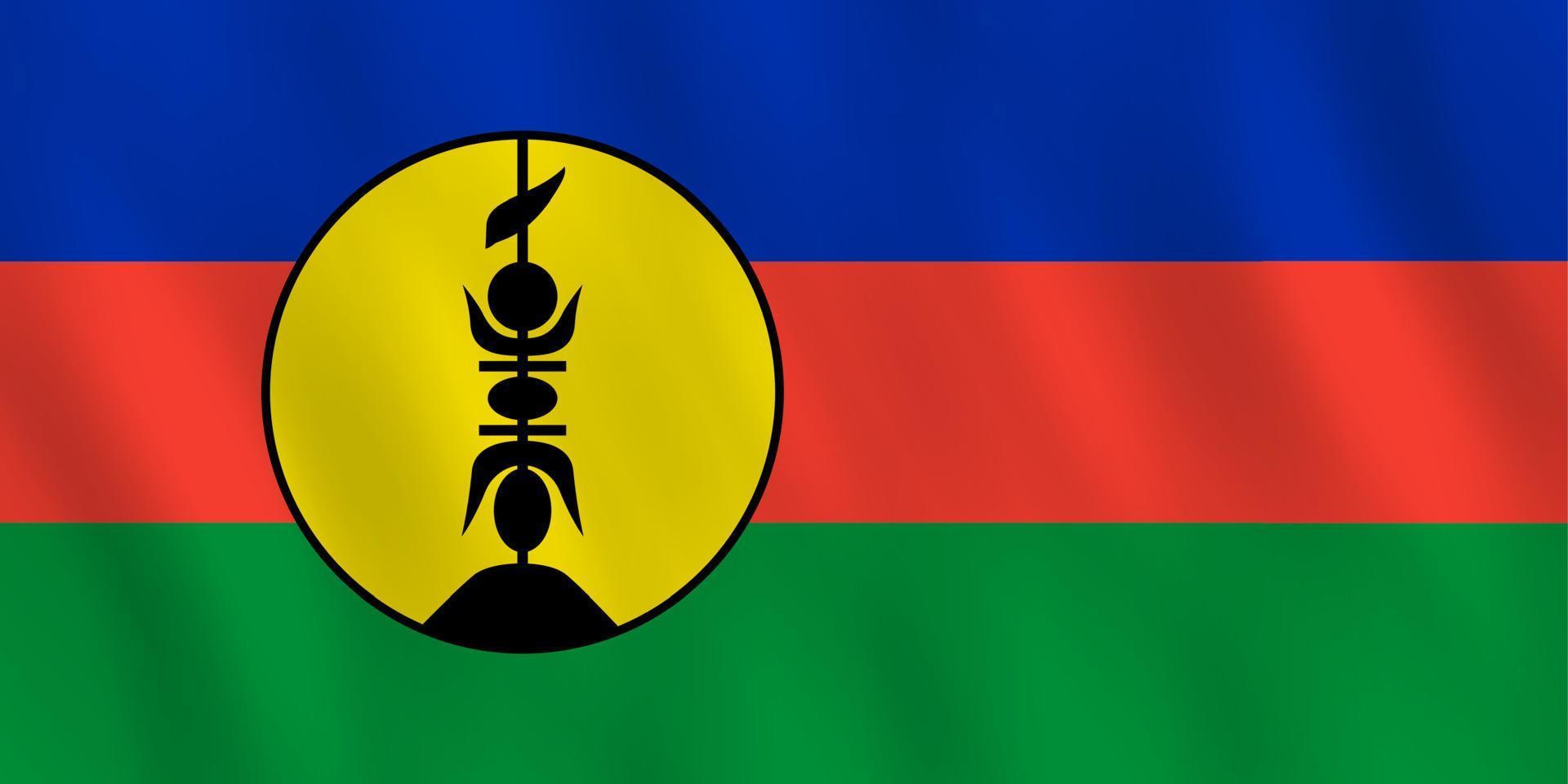 New Caledonia flag with waving effect, official proportion. vector