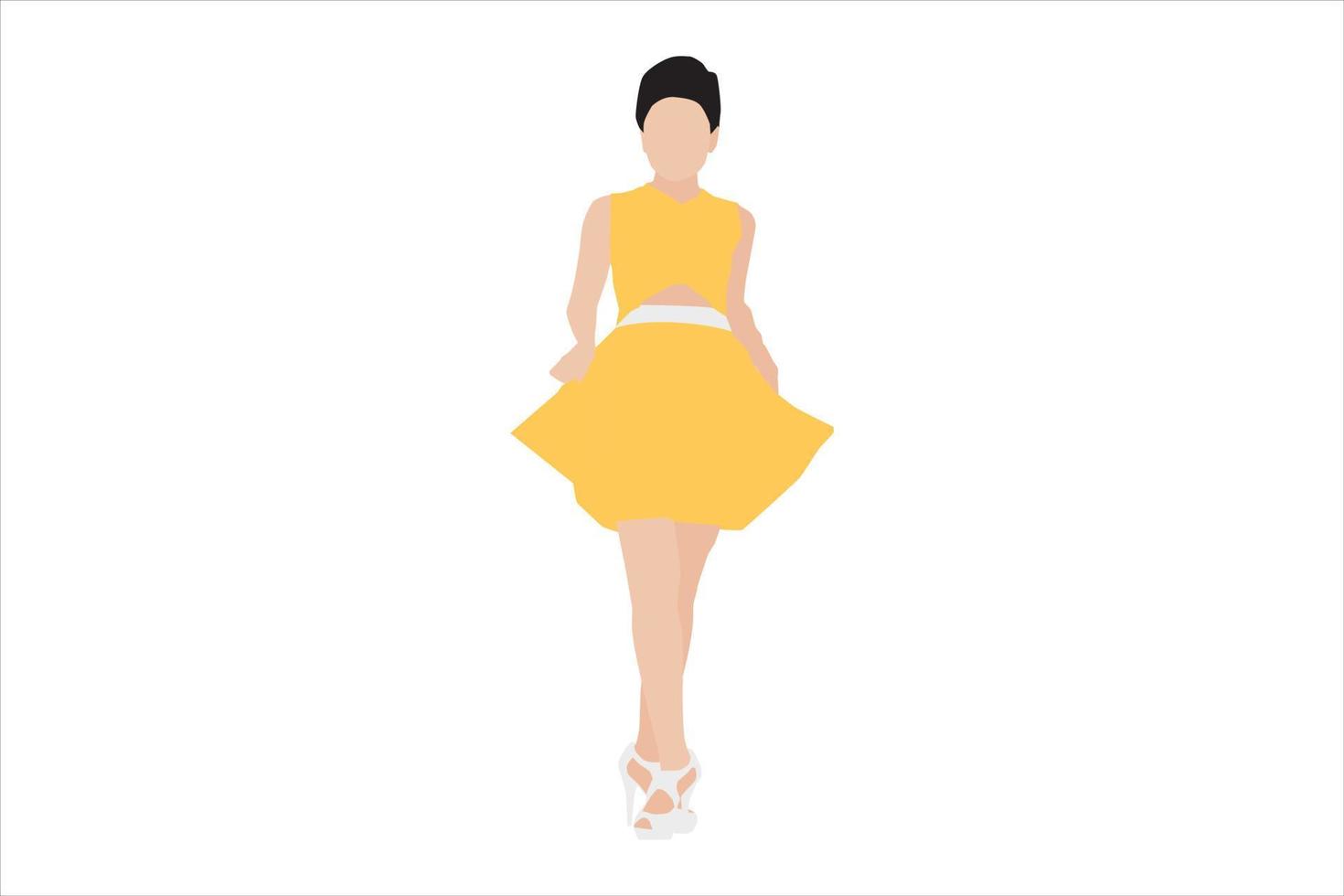 Vector illustration of elegant women posing on the sidewalk