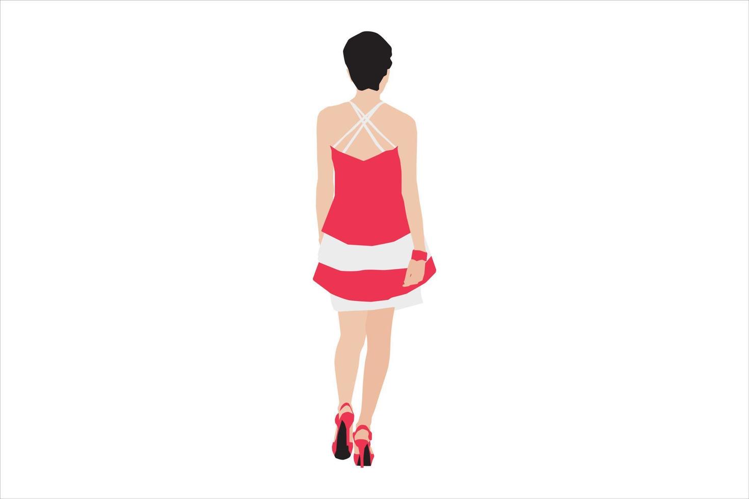 Vector illustration of elegant women walking on the sidewalk