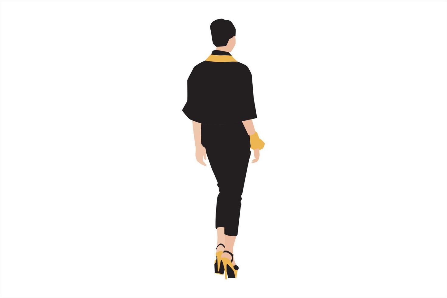 Vector illustration of fashionable women walking on the sidewalk