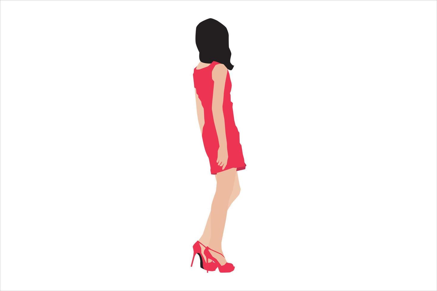 Vector illustration of elegant women walking on the sidewalk