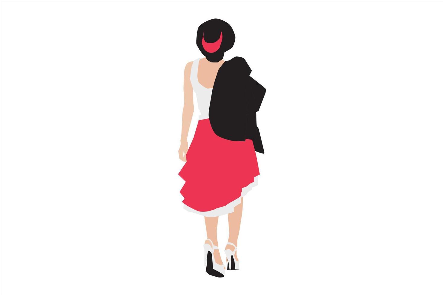 Vector illustration of elegant women walking on the sidewalk