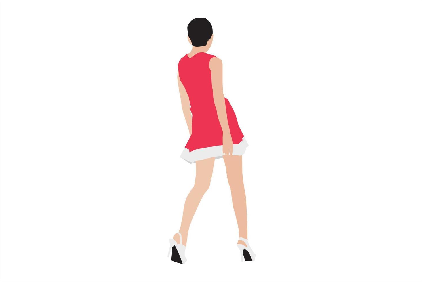 Vector illustration of elegant women posing on the sidewalk