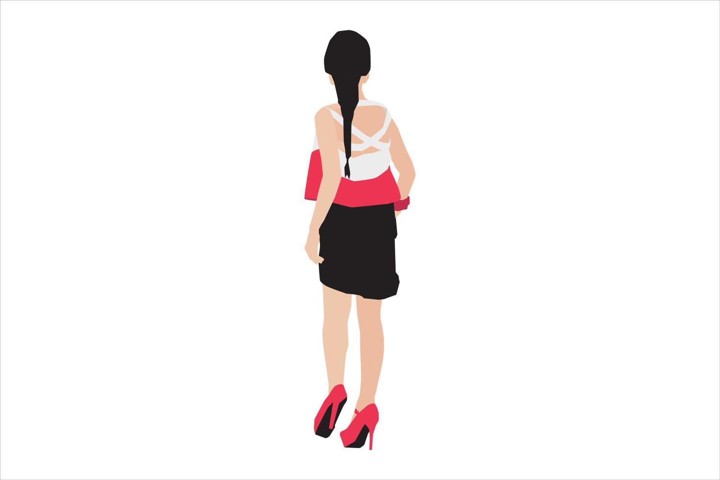 Vector illustration of elegant women walking on the sidewalk