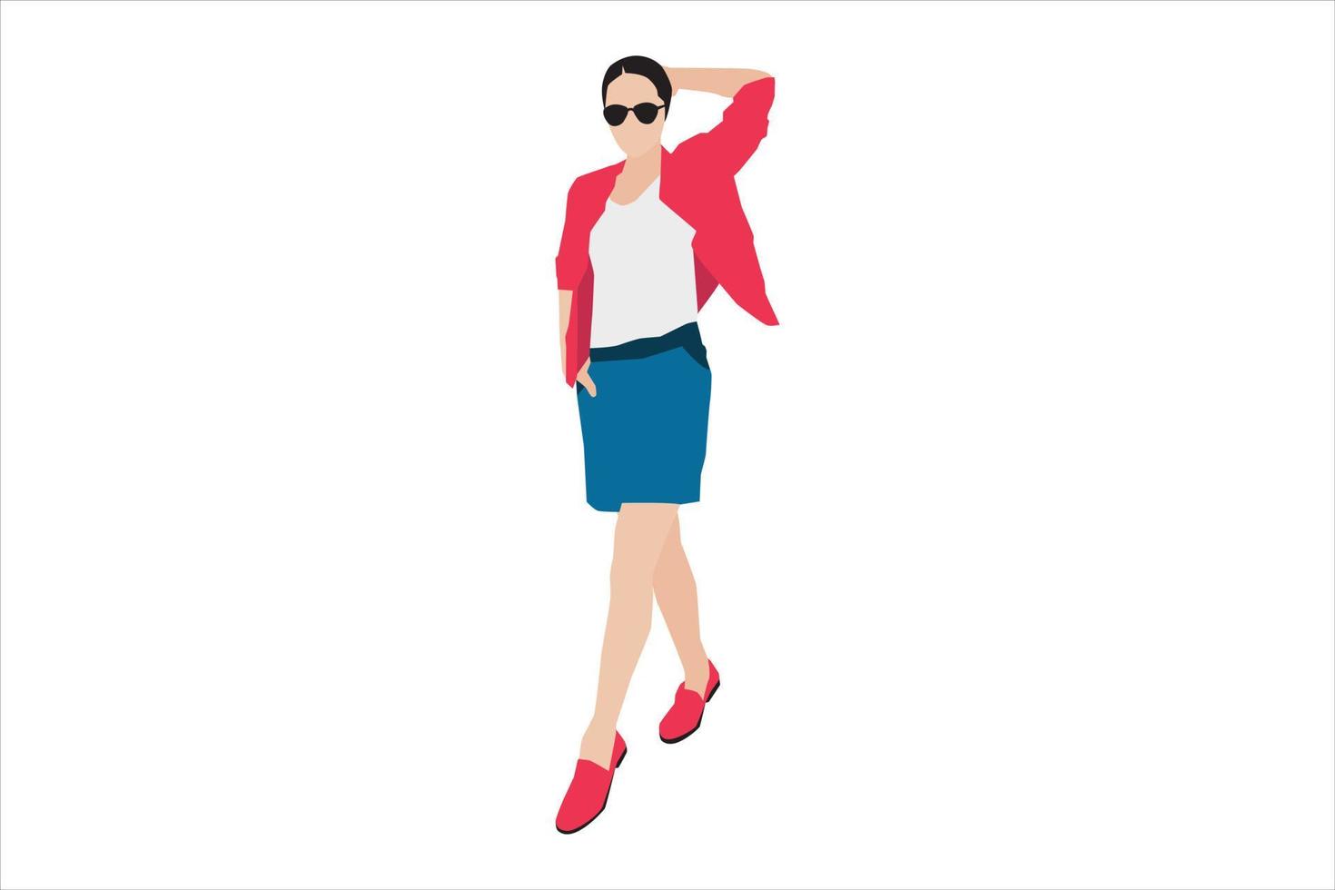 ilustración vectorial de mujeres casuales posando en la acera vector