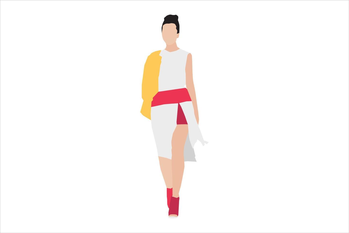 Vector illustration of elegant women walking on the sidewalk