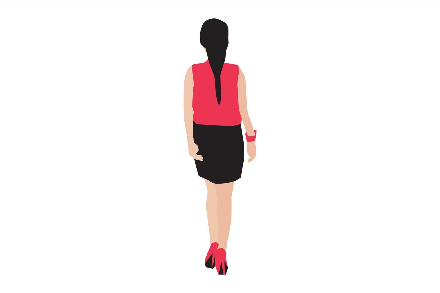 Ilustración vectorial de mujeres elegantes caminando por la acera vector