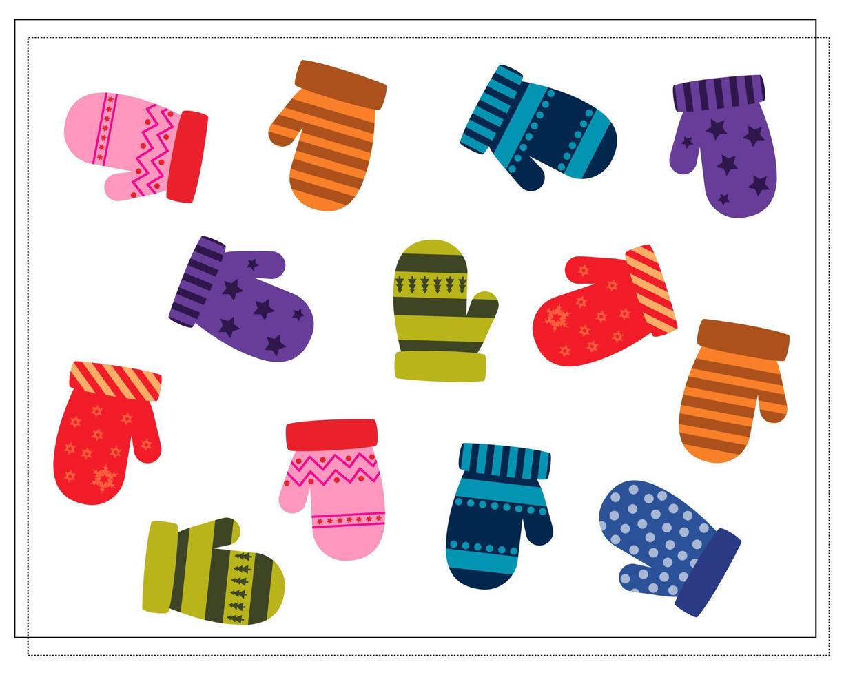 A logical game for children. find a pair for a mitten vector