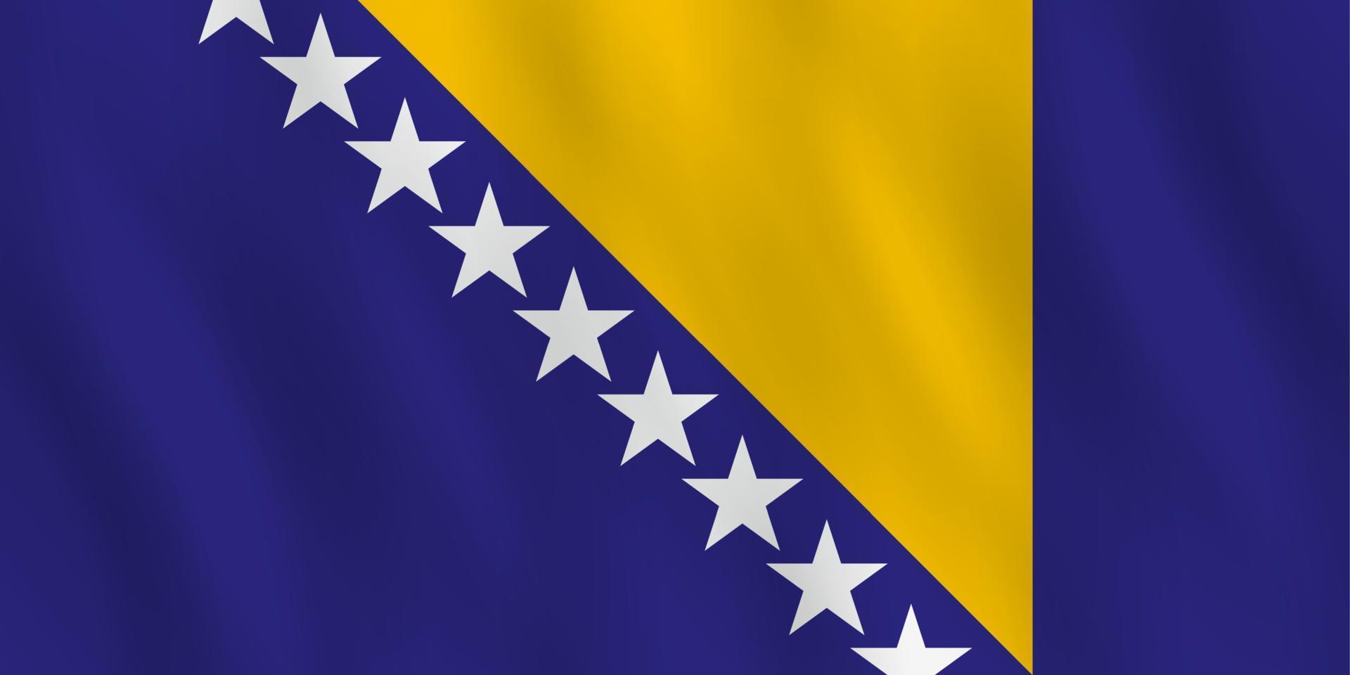 bandera de bosnia y herzegovina con efecto ondulante, proporción oficial. vector