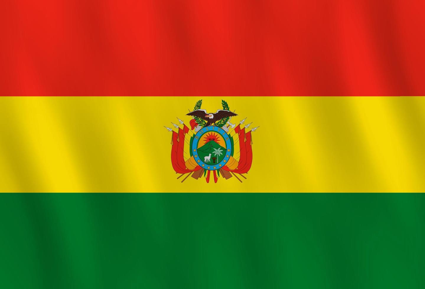 bandera boliviana con efecto ondeante, proporción oficial. vector