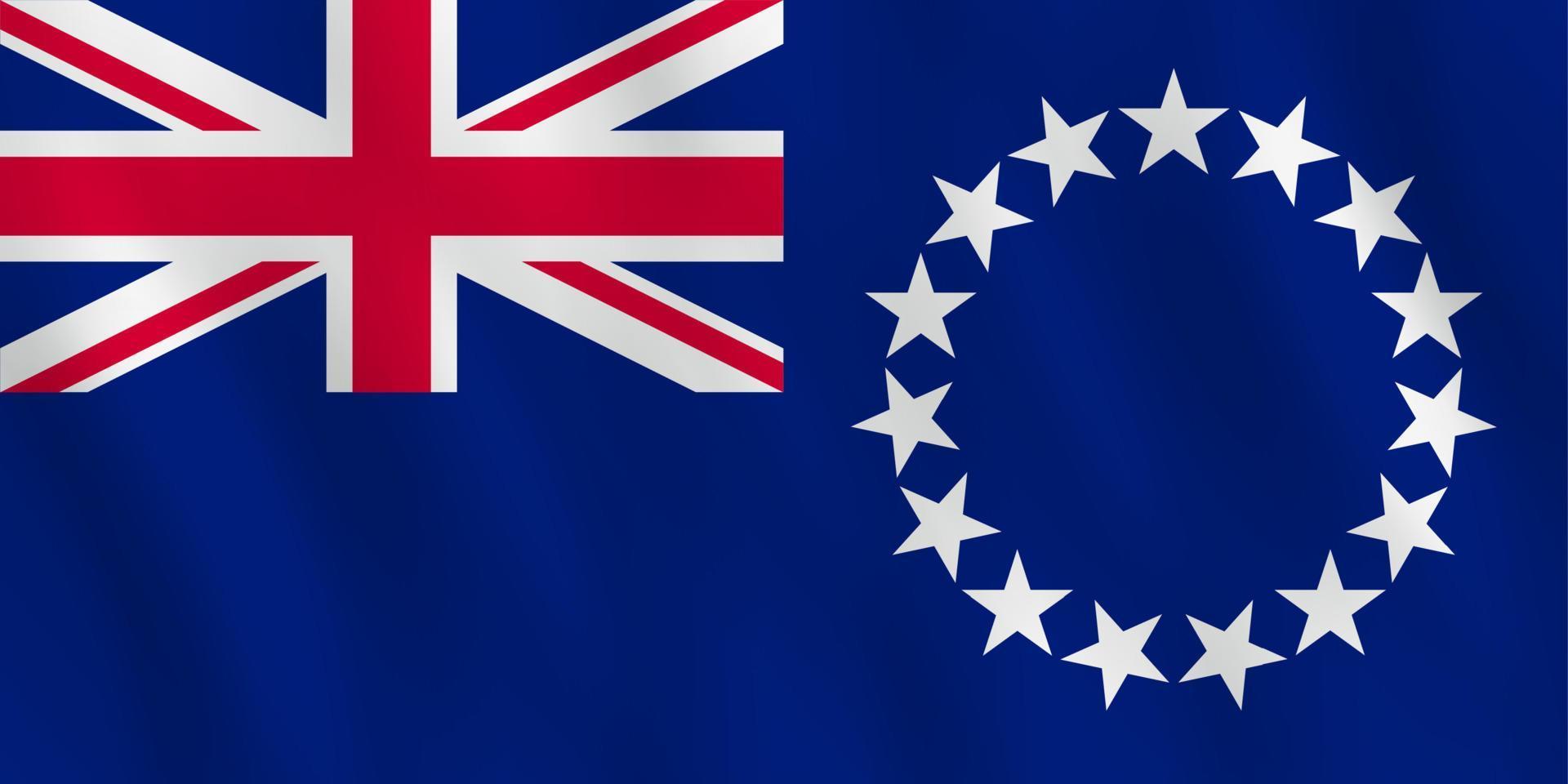 Cook Islands flag with waving effect, official proportion. vector