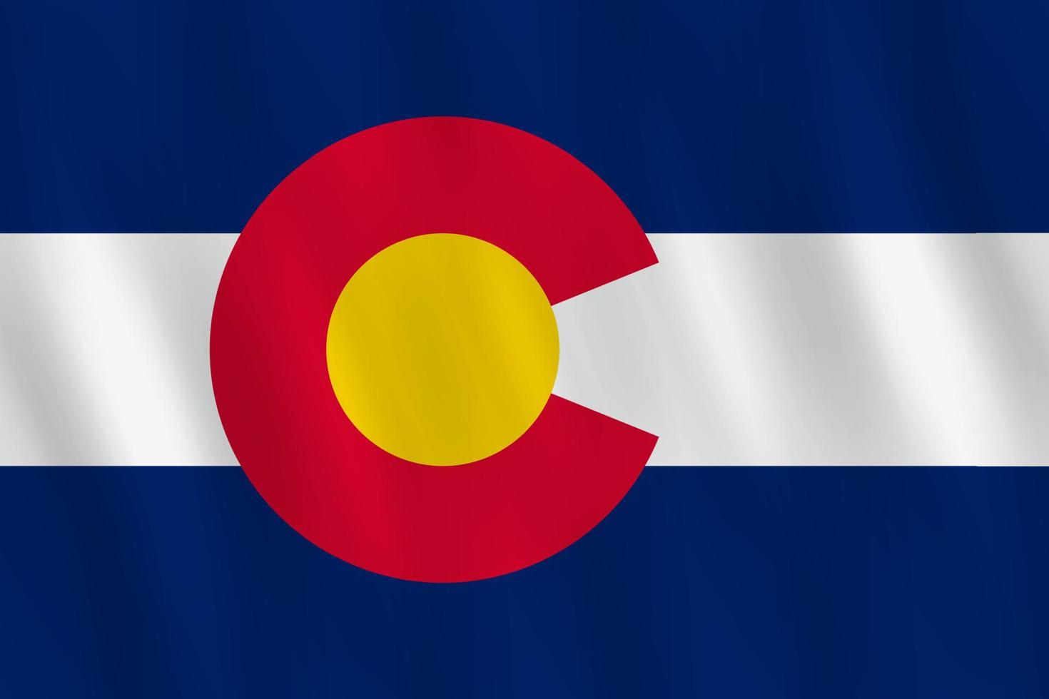 Colorado US state flag with waving effect, official proportion. vector