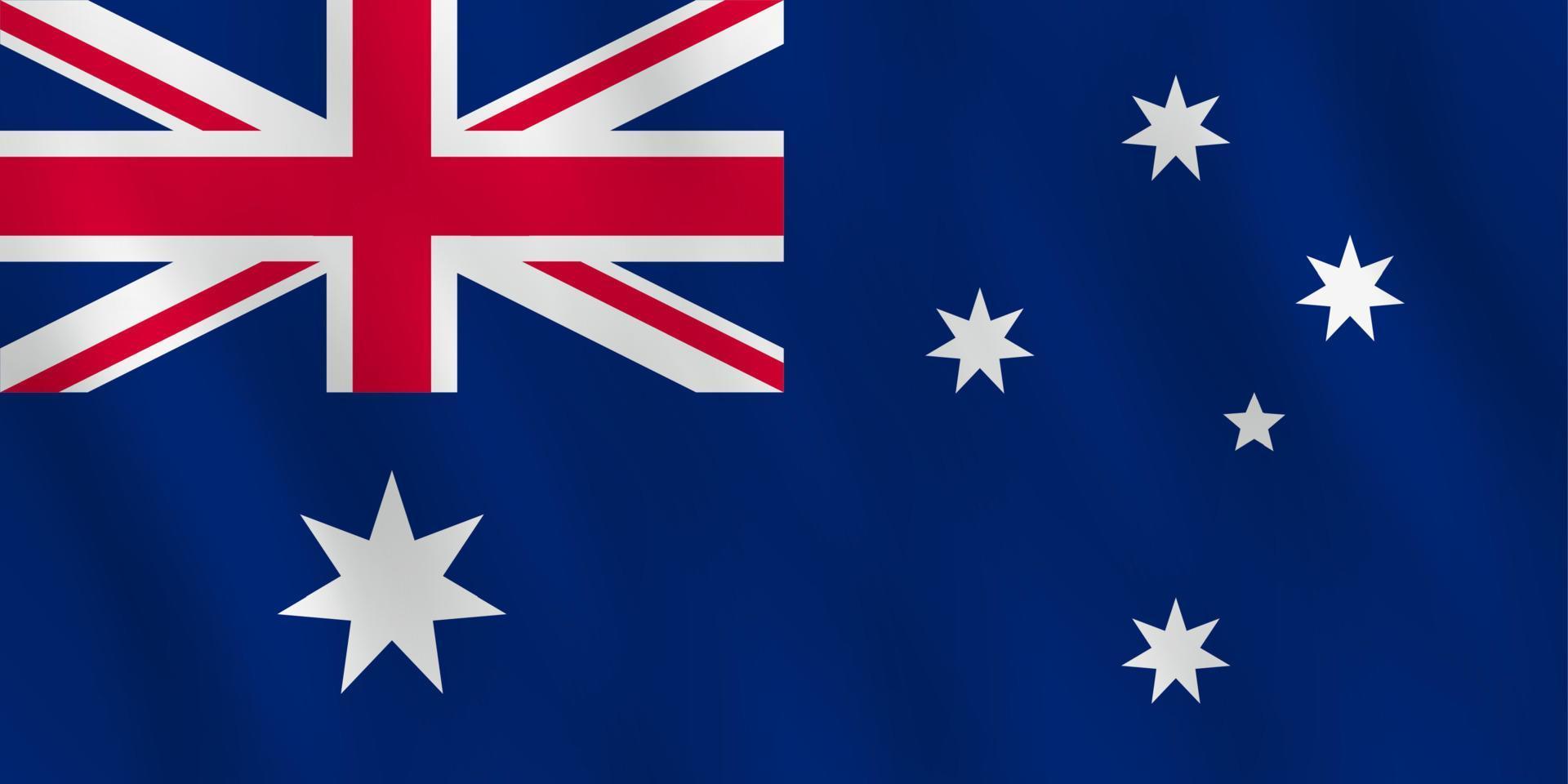 bandera de australia con efecto ondeante, proporción oficial. vector