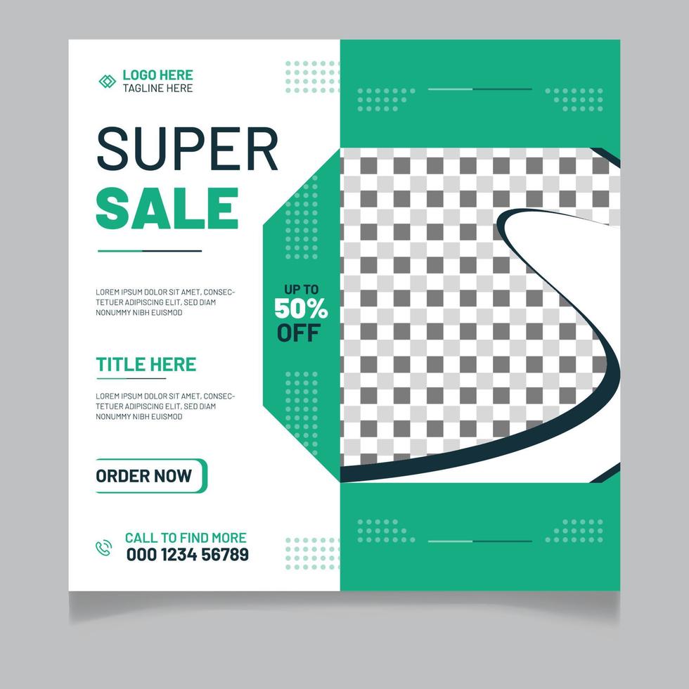 Super sale social media post template vector