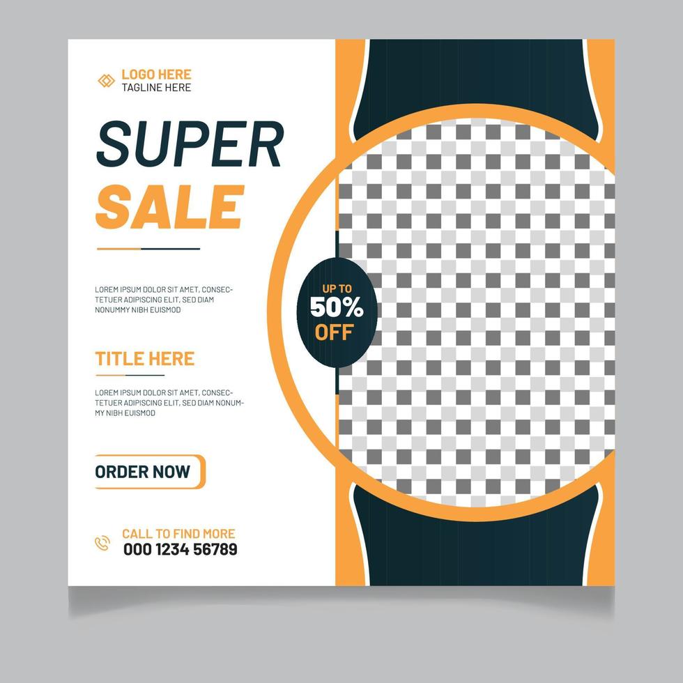 Super sale social media post template vector