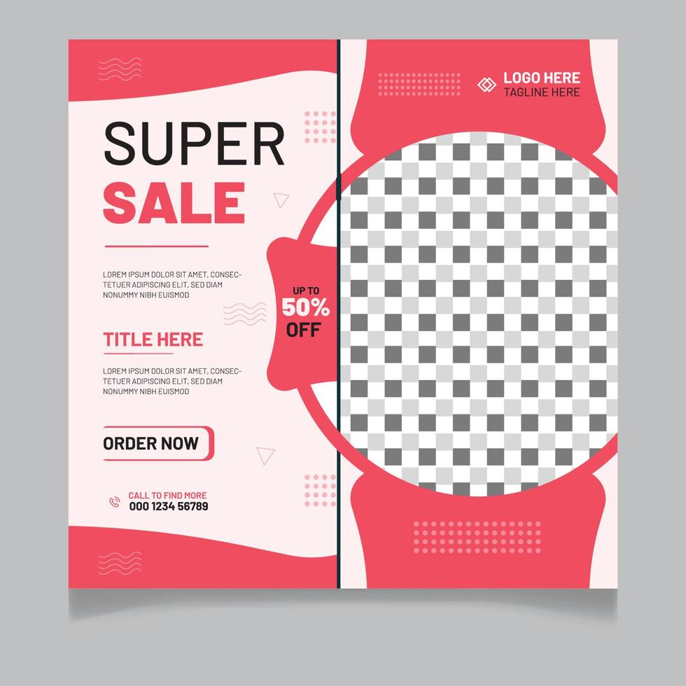 Super sale social media post template vector