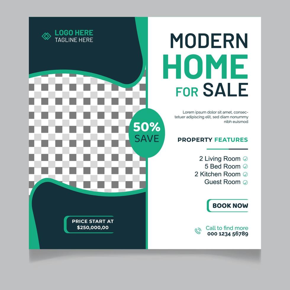 Modren home for sale social media post template vector