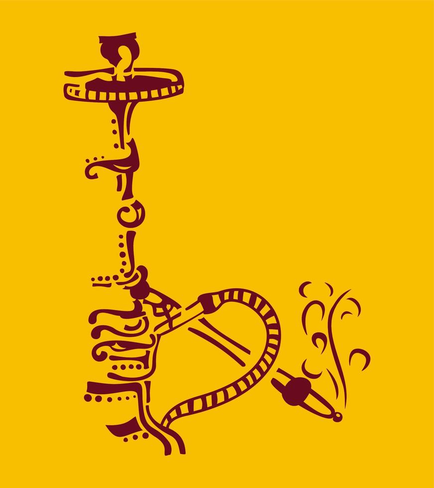 Vector illustration, hookah with smoke