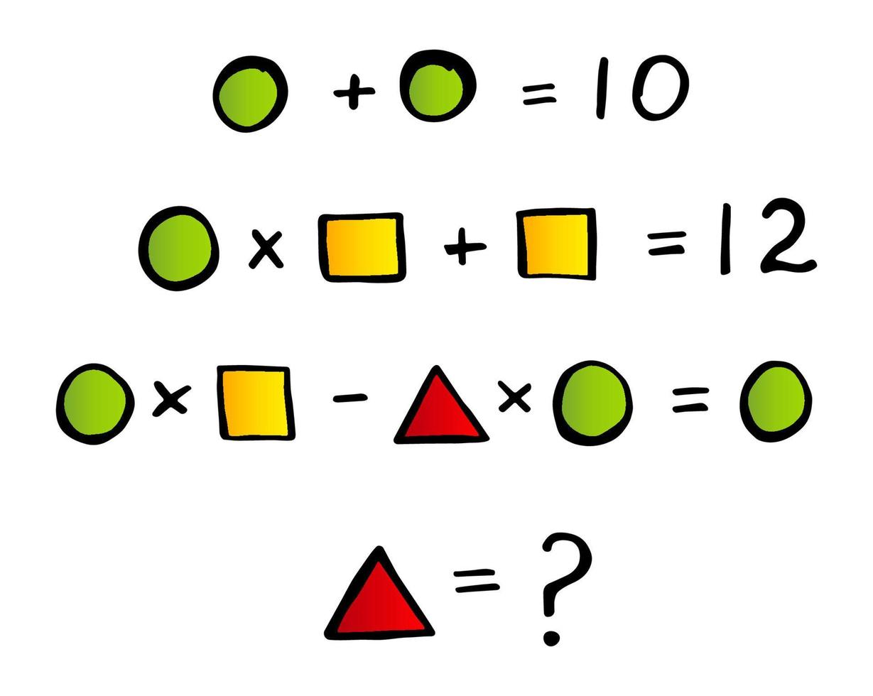 Mathematical problem from simple geometric shapes. Logic puzzle to train your wit vector