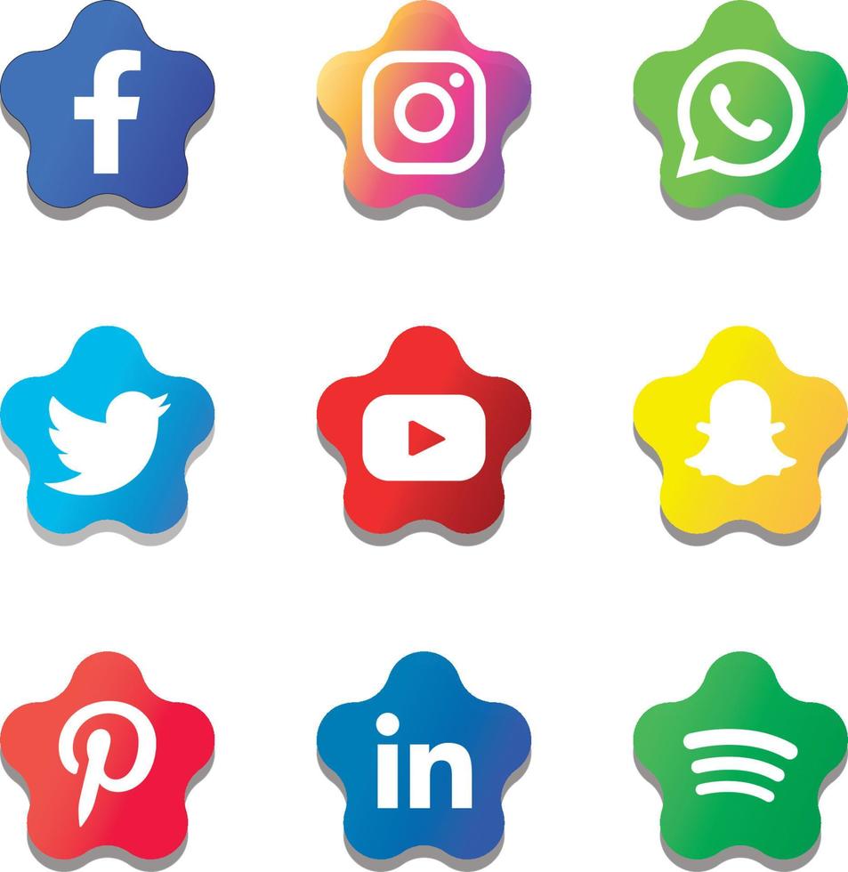 Social Media Icons With Star Shape vector