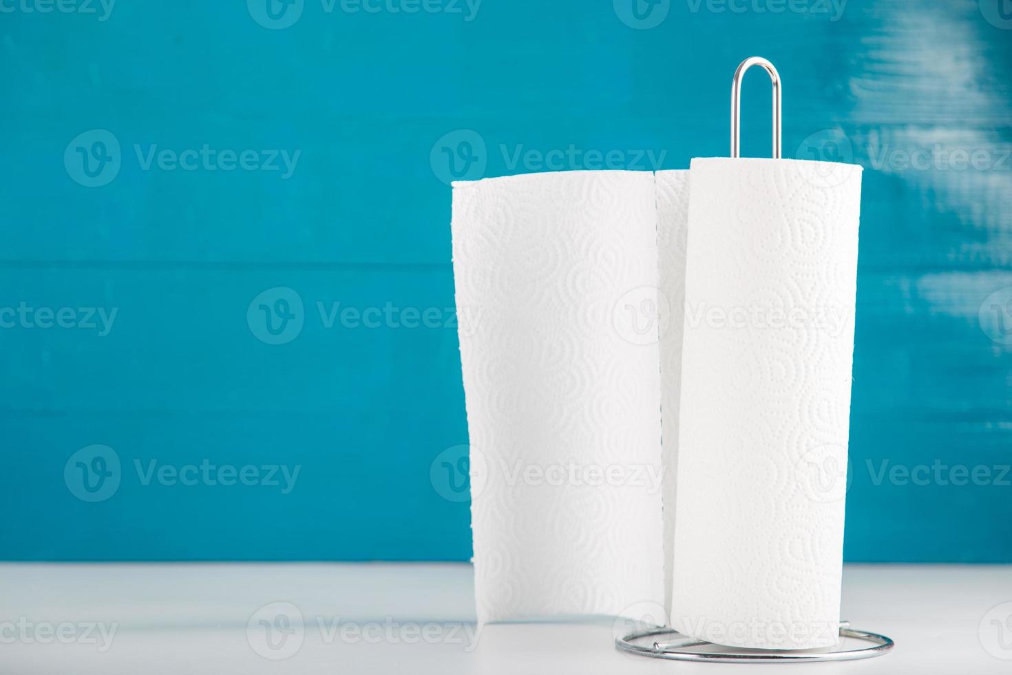 Hygiene concept, paper towel view from a studio, includes copy space. photo