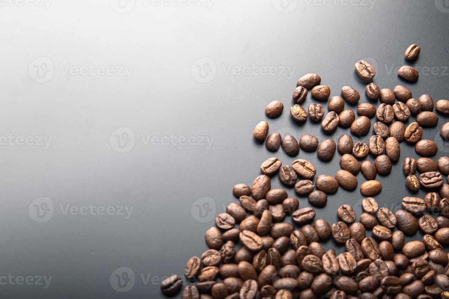 Closeup detail view of coffee beans, designed for copy space and text space. photo