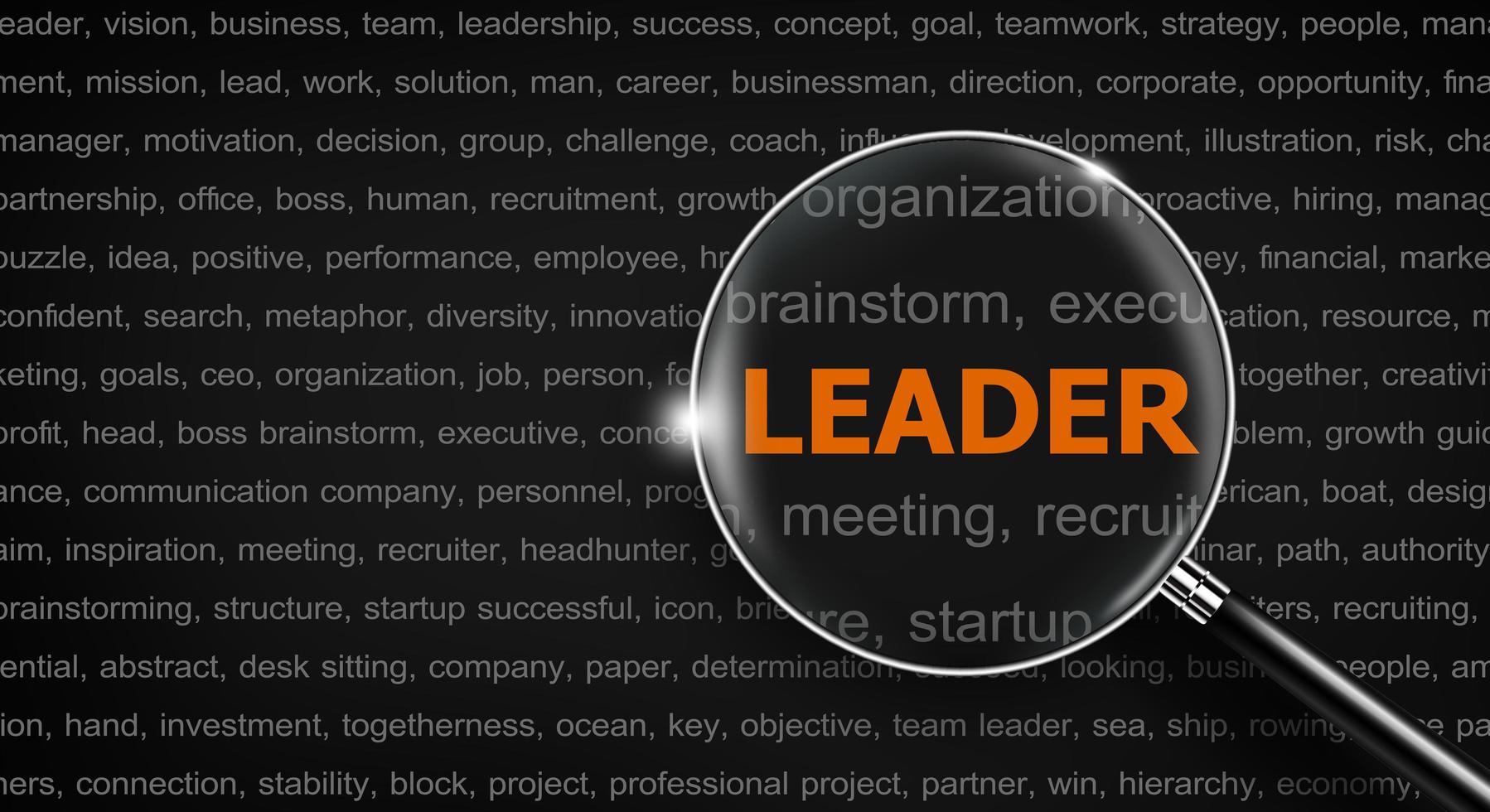 Word cloud with Leader word. Business Concept. photo