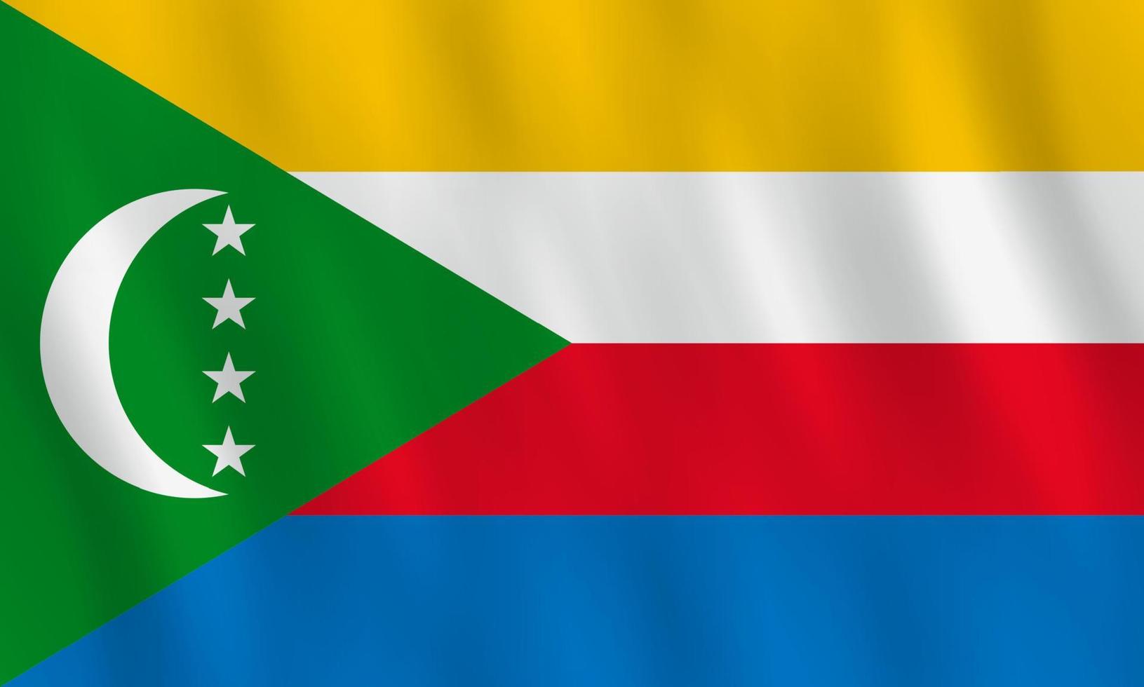 Comoros flag with waving effect, official proportion. vector