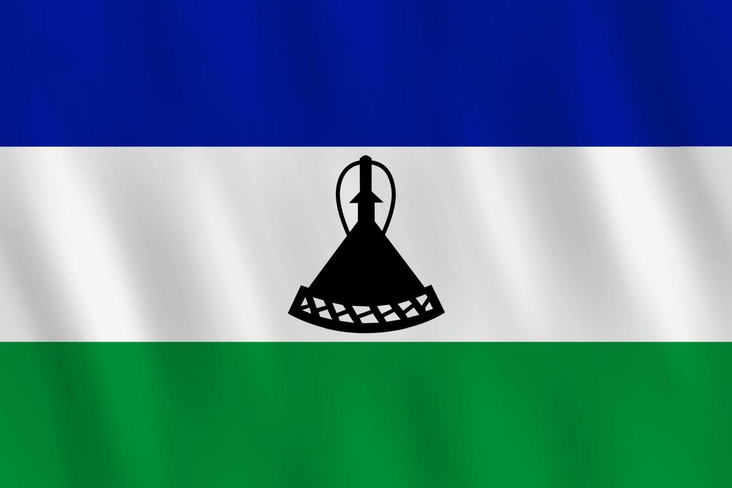 Lesotho flag with waving effect, official proportion. vector