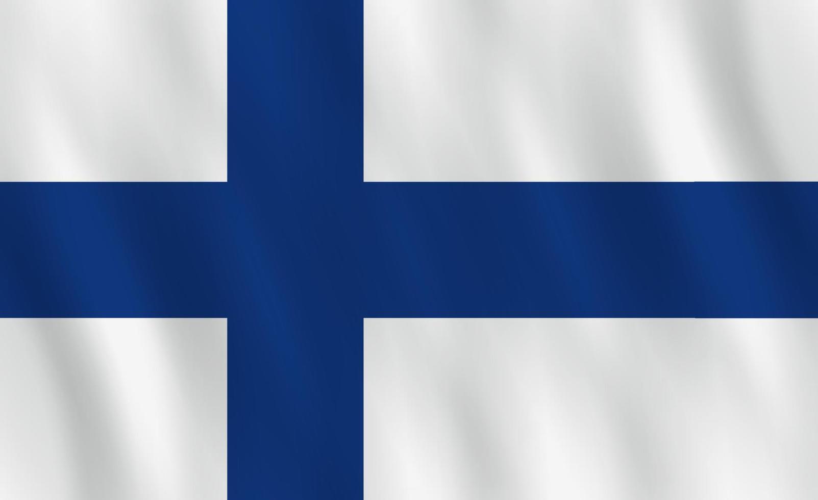 Finland flag with waving effect, official proportion. vector