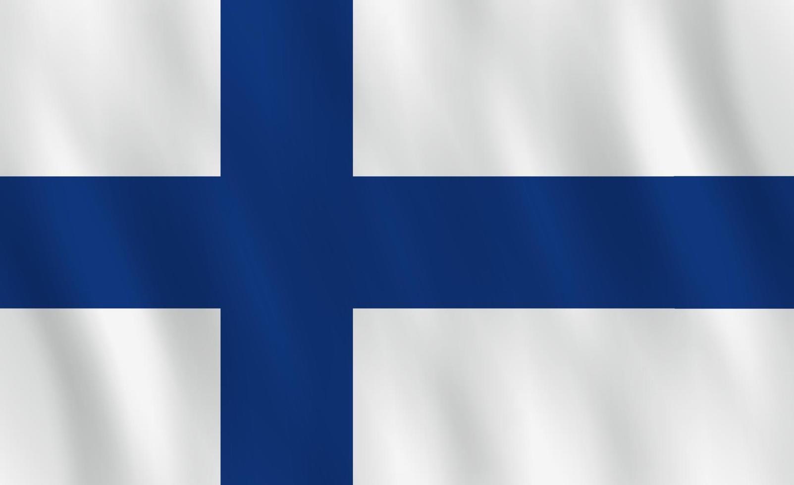 bandera finlandesa con efecto ondeante, proporción oficial. vector