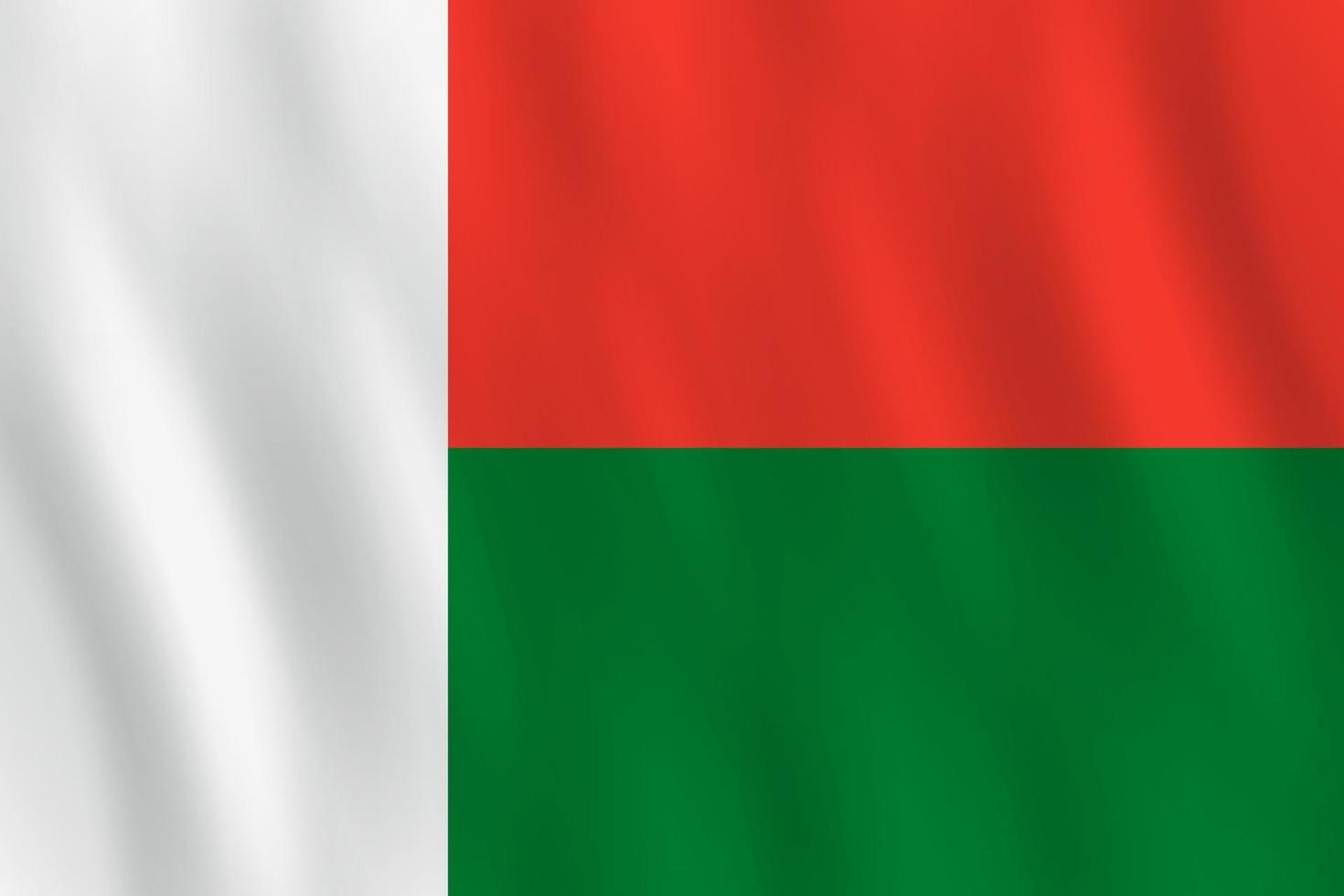 Madagascar flag with waving effect, official proportion. vector