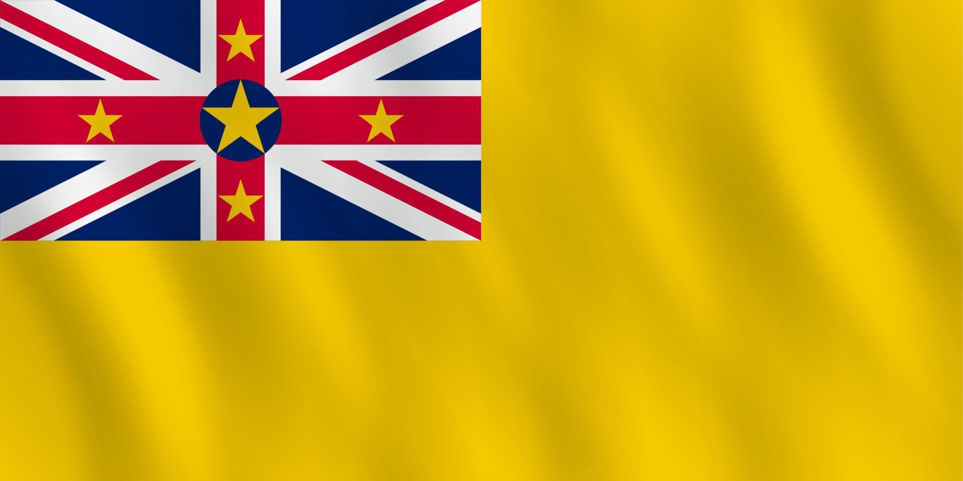 Niue flag with waving effect, official proportion. vector