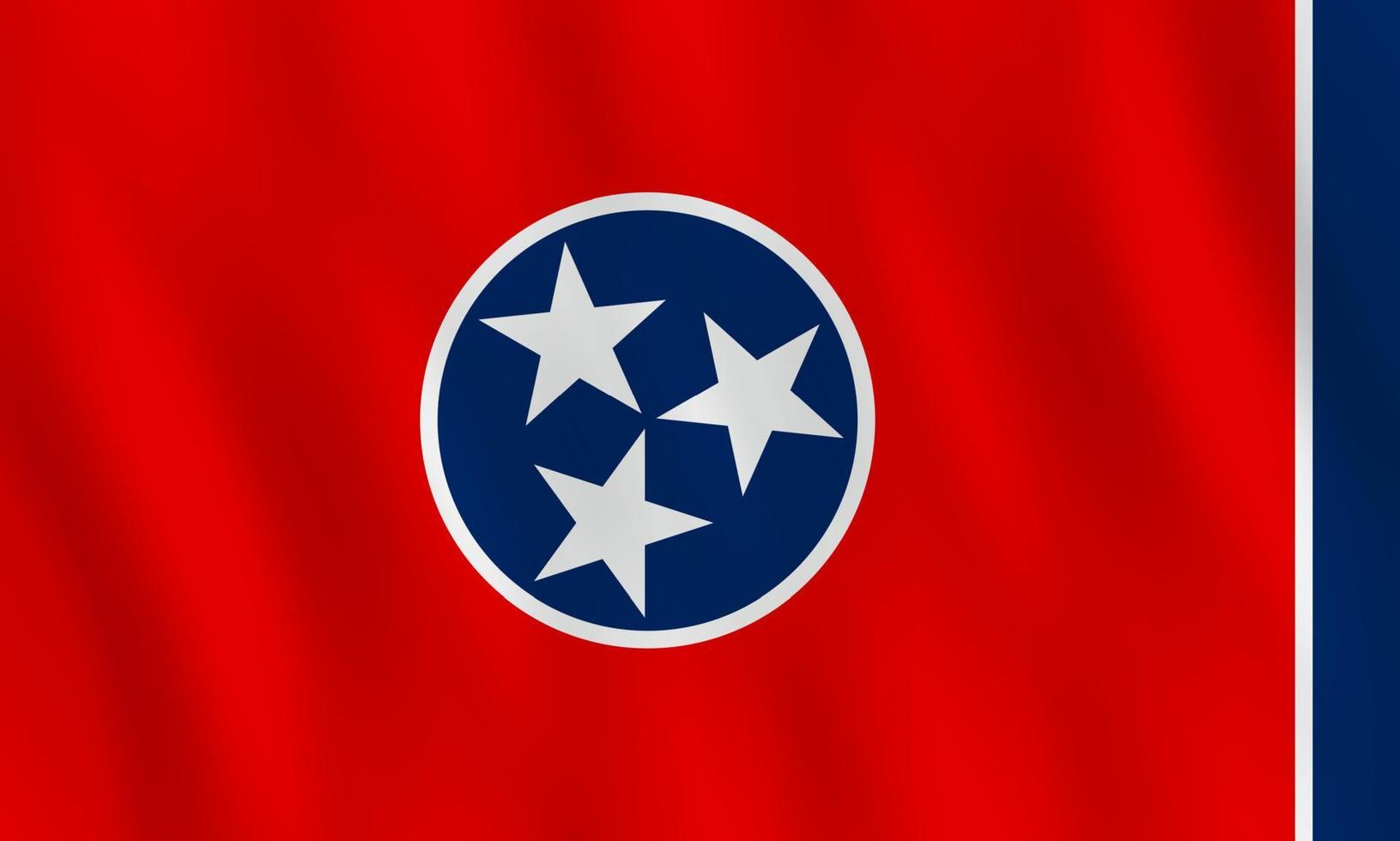 Tennessee US state flag with waving effect, official proportion. vector