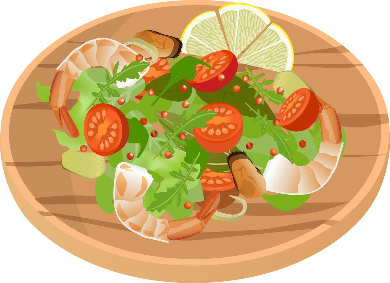 ilustración de ensalada de mariscos vector