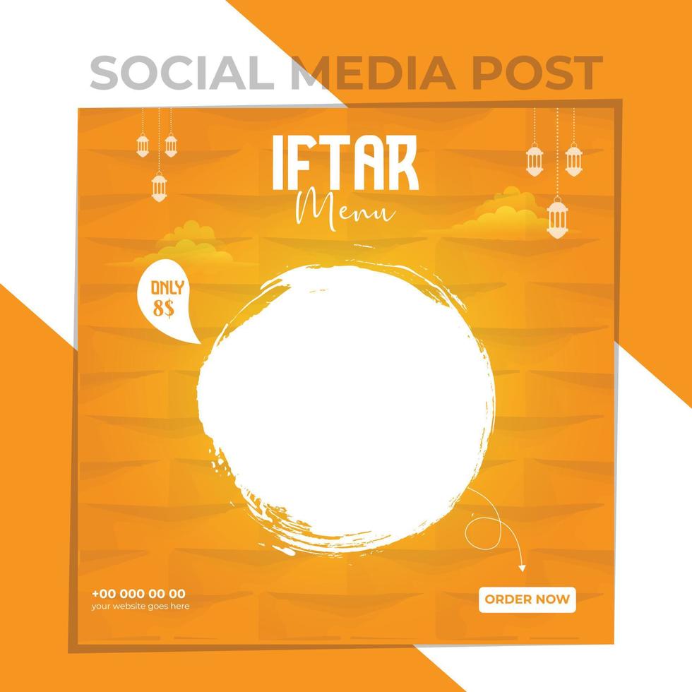 publicación en redes sociales del menú iftar vector