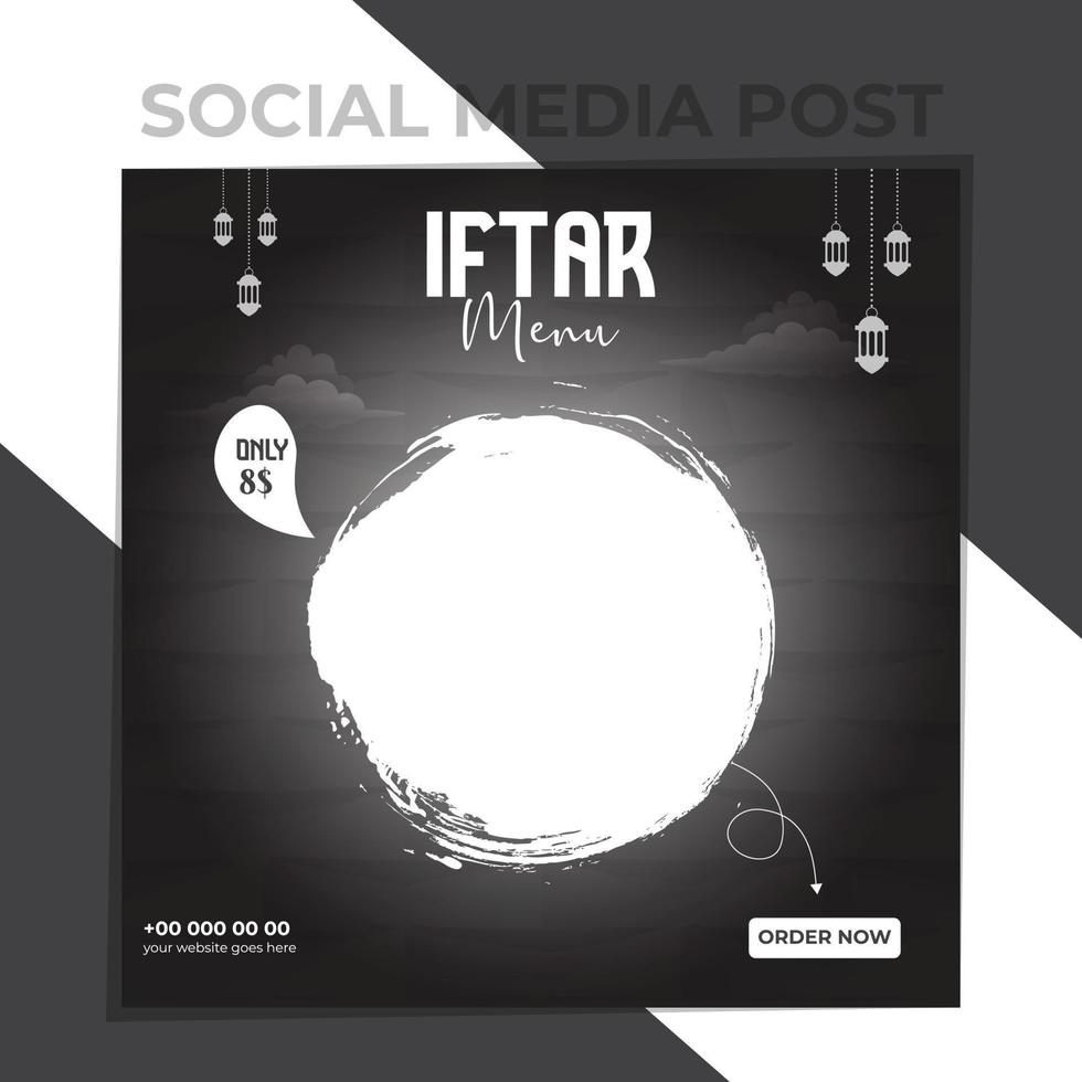 menú especial de iftar publicación en redes sociales vector