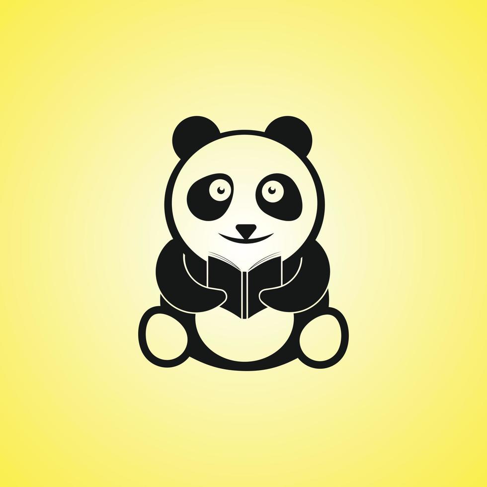 panda con diseño de logotipo de vector de libro