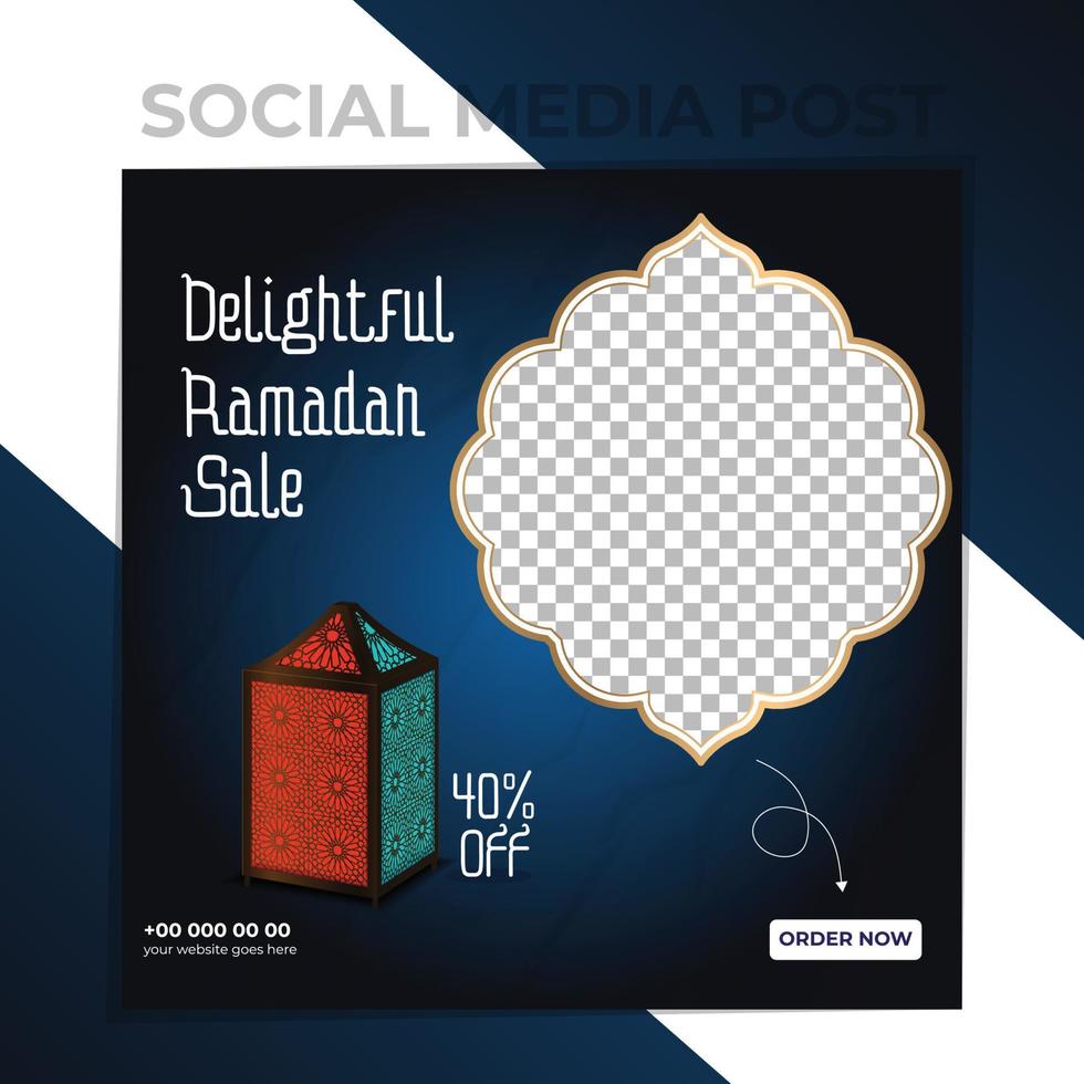 encantadora publicación de redes sociales de venta de ramadán vector